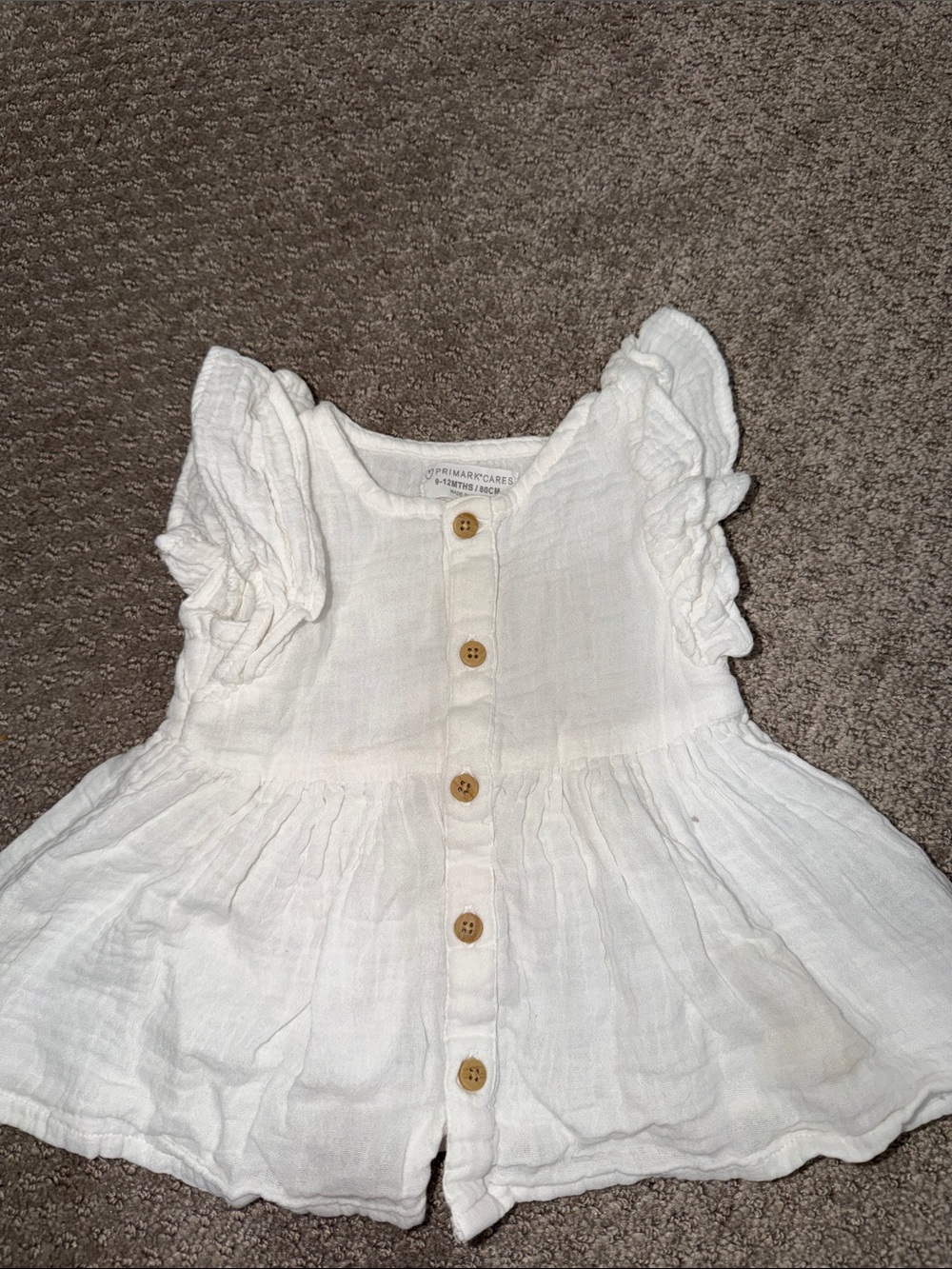 Primark White Button-Front Ruffle Sleeve Dress